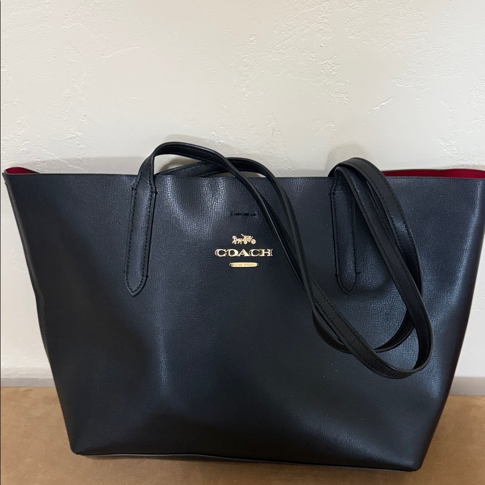 Coach Black Tote with Gold Logo